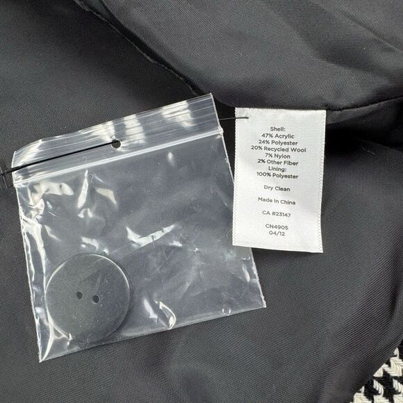 Talbots XS/S Hooded Houndstooth Cape Coat Black White Wool Blend New $199 - Picture 6 of 11